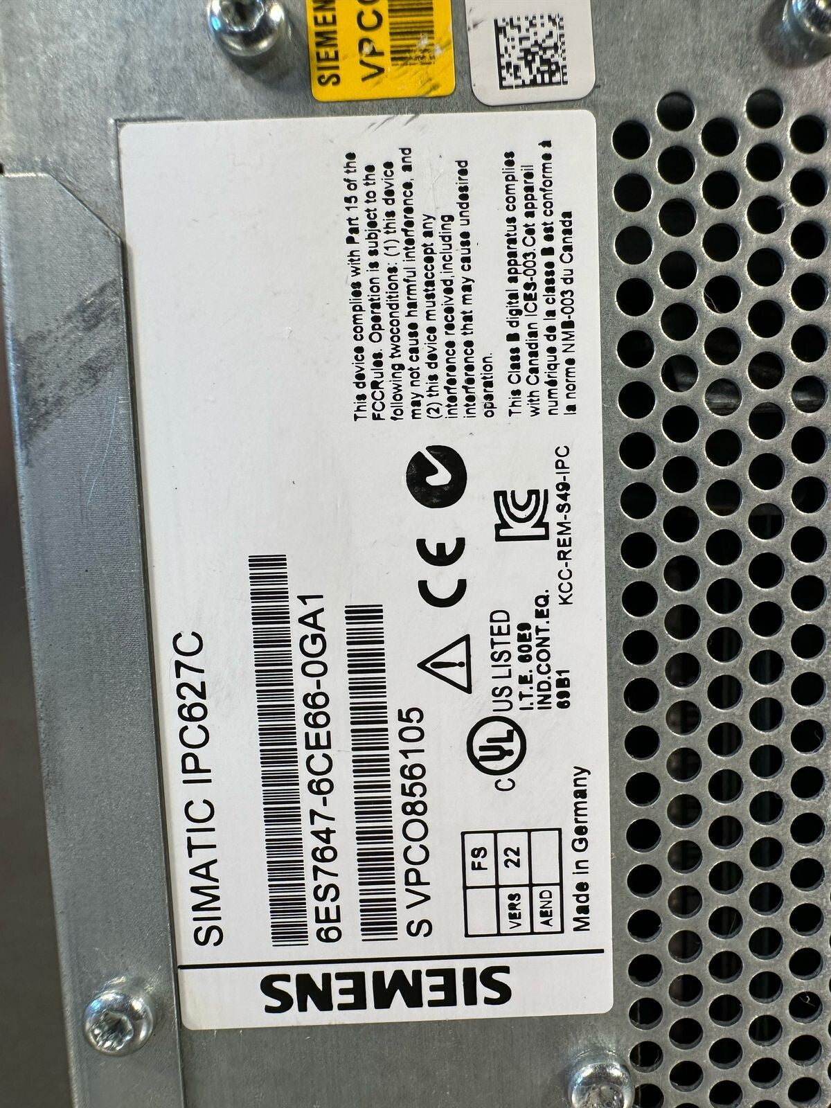  Siemens Simatic IPC627C BOX PC 6ES7647-6CE66-0GA1         (8.4.1)