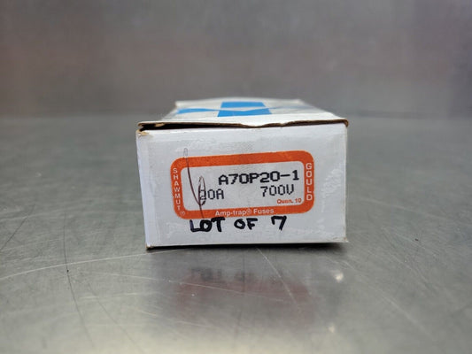 GOULD SHAWMUT AMPTRAP A70P20-1 FUSE, 20A 700V, Lot of 7.                   4C-38
