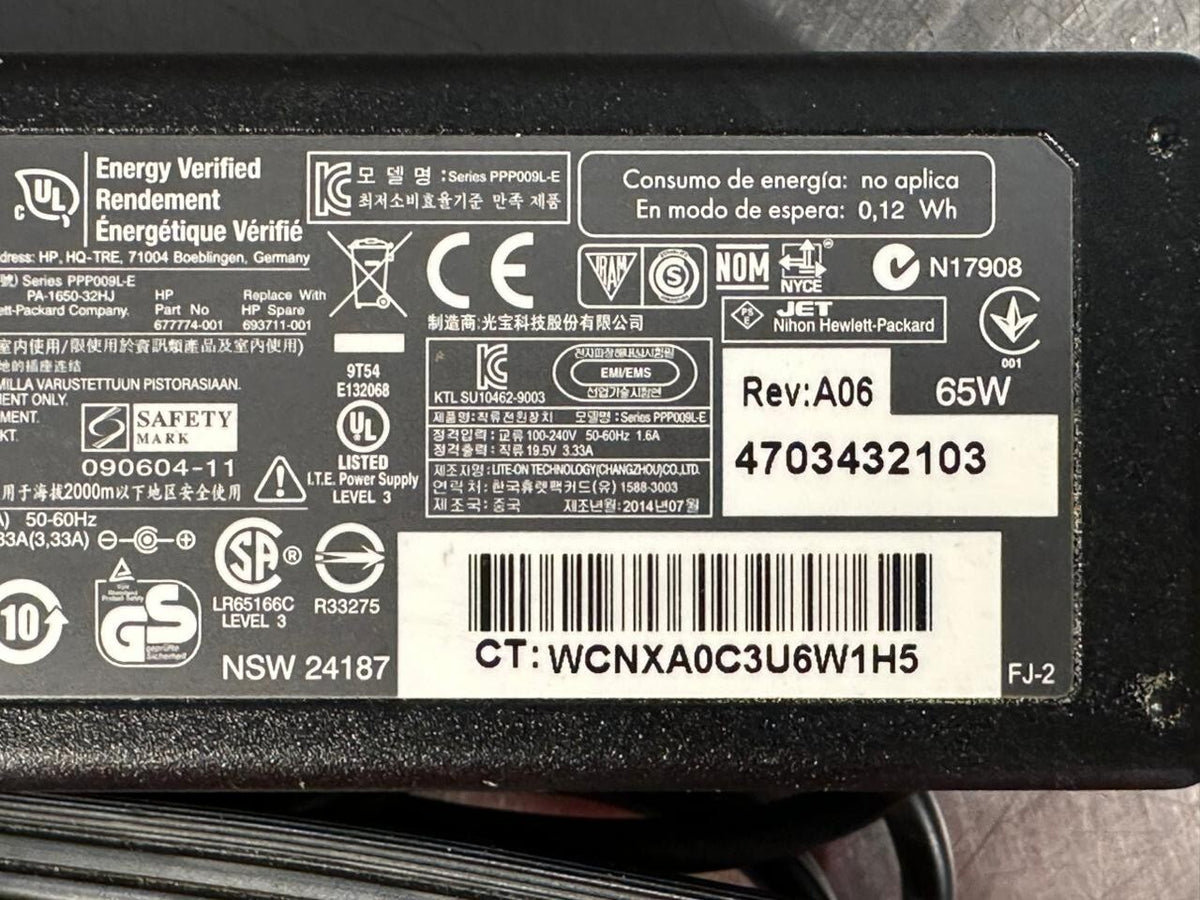 Hp 677774-001 693711-001 PA-1650-32HJ AC Power Adapter 19.5V 3.33A (2.3.1)