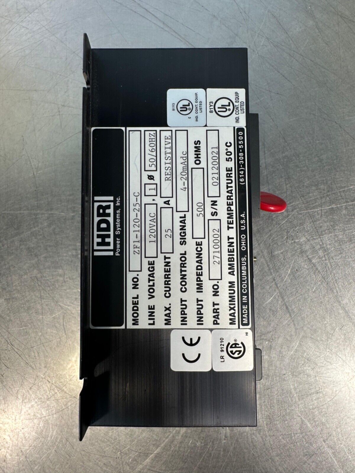 HDR ZF1-120-25-C Power Control 120 VAC 25 Amps (4D-26)