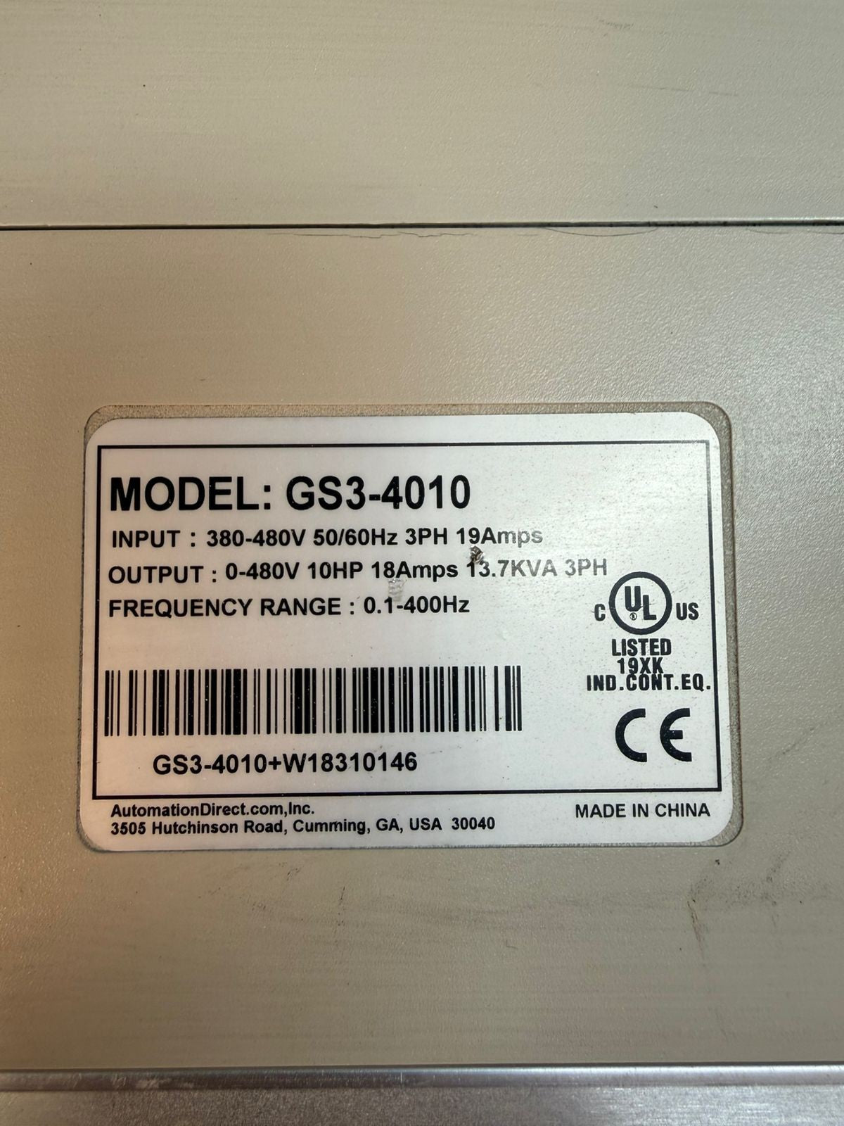  Automation Direct GS3-4010 Inp: 380-480V 50/60Hz 3PH 19Amp (2.4.1)