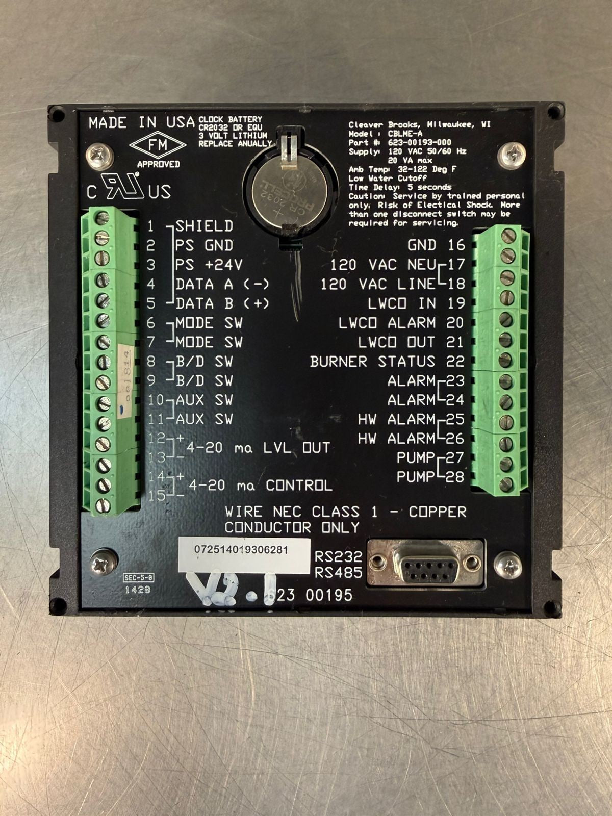 Cleaver Brooks 623-00193-000 CBLME-A / Water Level Master Contr.   (7.4.2)