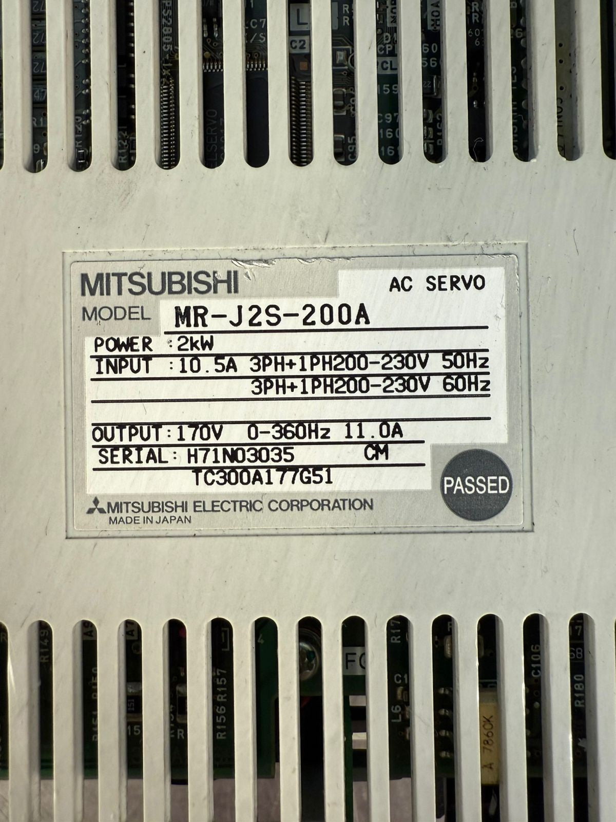 Mitsubishi MR-J2S-200A Ac Servo  Drive Output 0-360hz 170vac 2kw (2.4.3)
