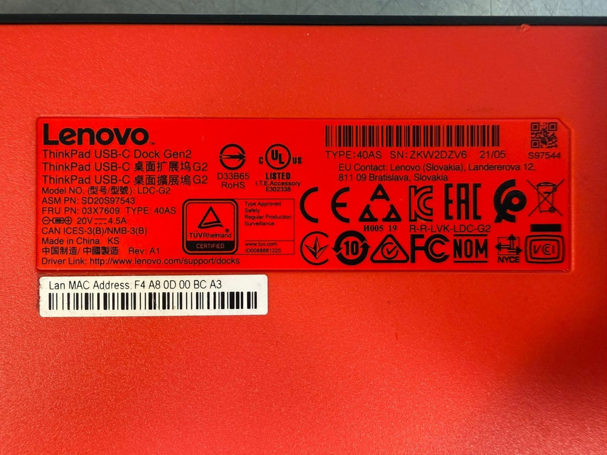 Lenovo ThinkPad USB-C Dock Gen 2 LDC-G2 SD20S97543 Docking Station (3.1.1)