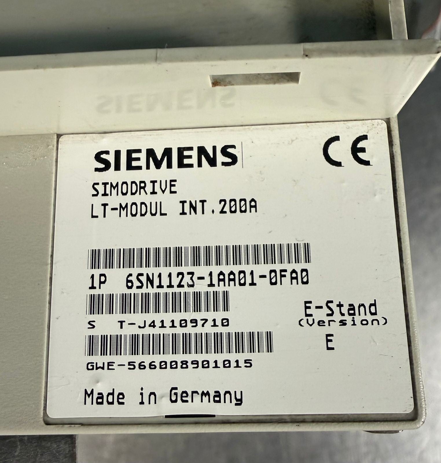 Siemens 6SN1123-1AA01-0FA0 Simodrive LT Modl 200A                  (9.6.3)