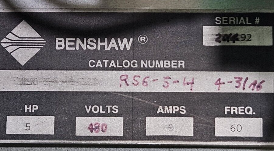 Benshaw RS6-5    RS654431A6     Solid State Motor Control  (BIN464)