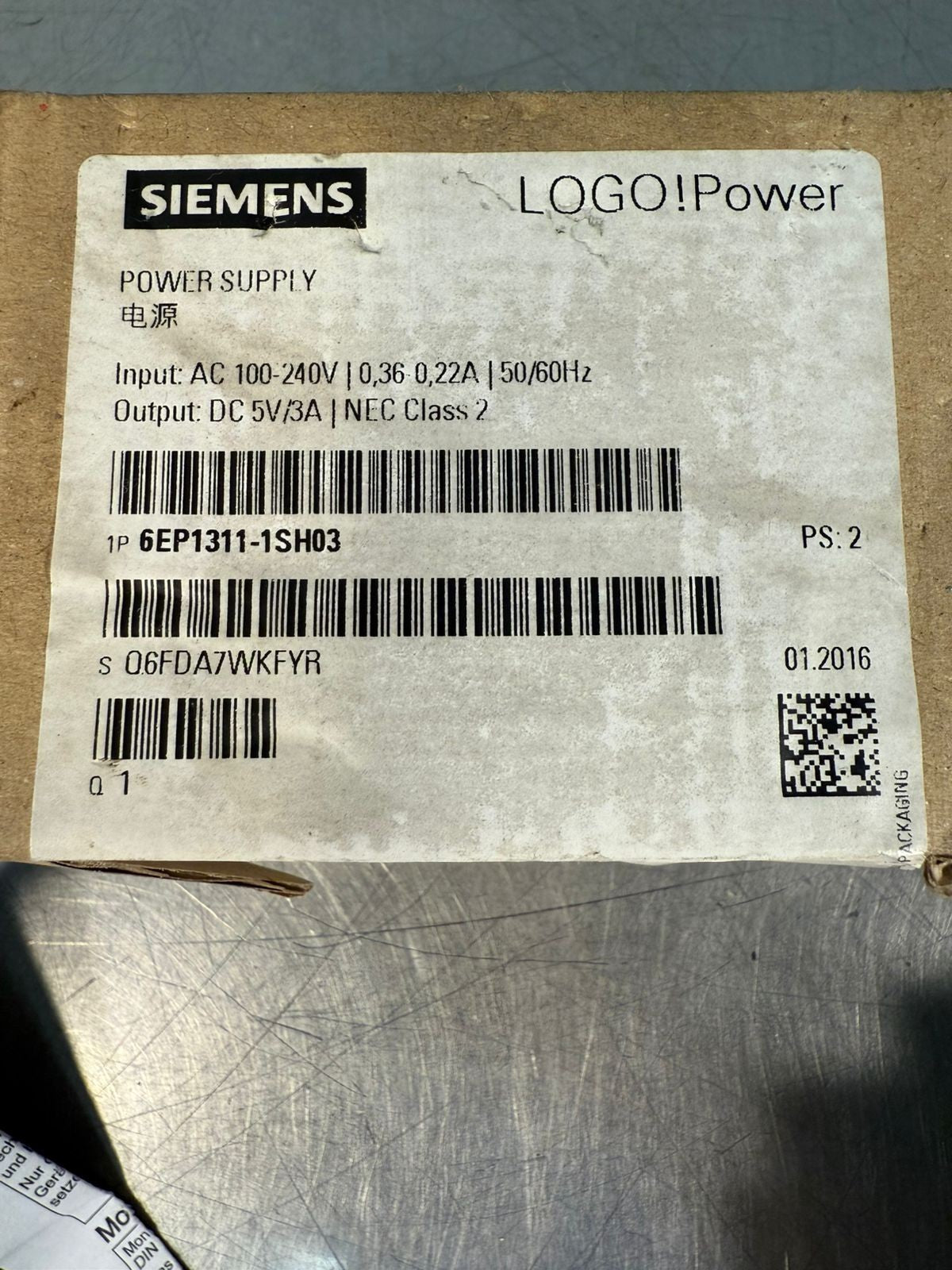 Siemens 6EP1311-1SH03  Power Supply       50/60Hz                  (2.1.5)
