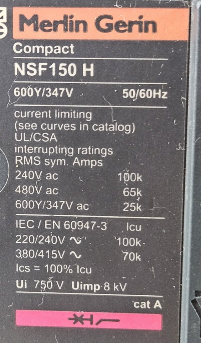 Merlin Gerin NSF150H Industrial Circuit Breaker 150A Three Pole         (BIN645)