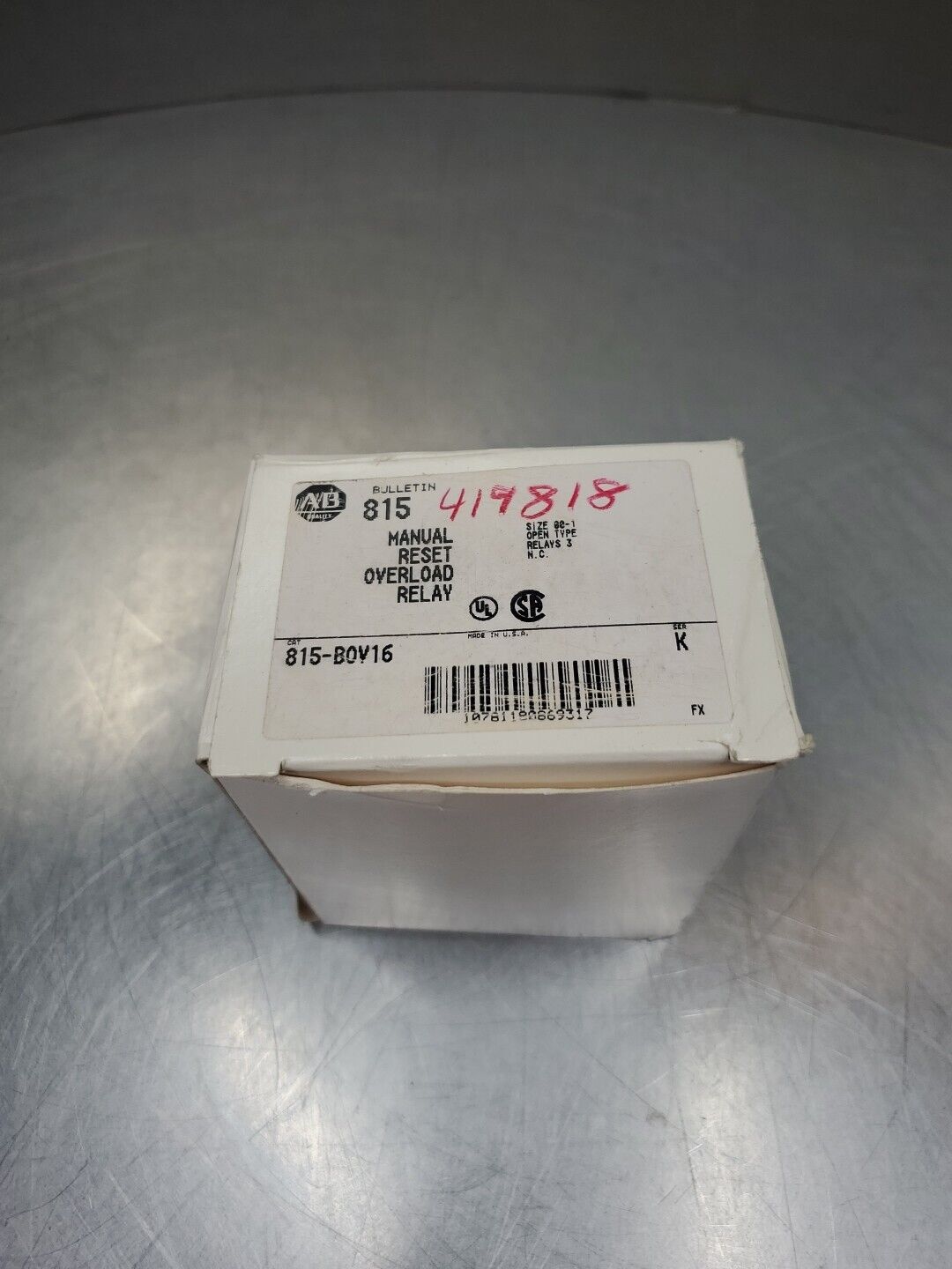 Allen-Bradley 815-B0V16 Ser. K Manual Reset Overload Relay.                4B-40