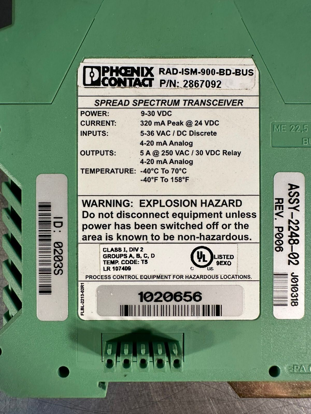 Phoenix Contact RAD-ISM-900-BD-BUS 2867092  5-36VAC/DC 5A           (2.1.2)