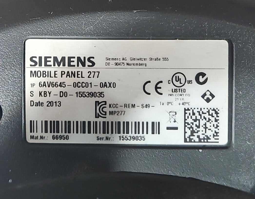 Siemens SIMATIC Mobile Panel 277                                        (BIN145)