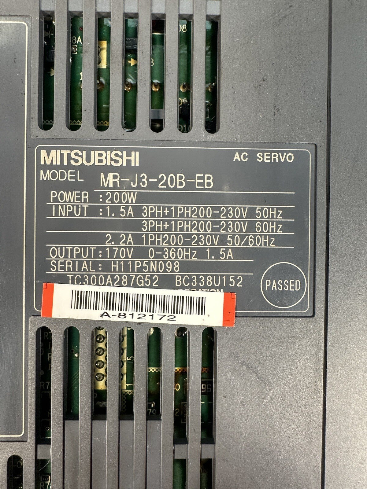 MITSUBISHI MR-J3-20B-EB SERVO DRIVE (BIN-1.2.4)