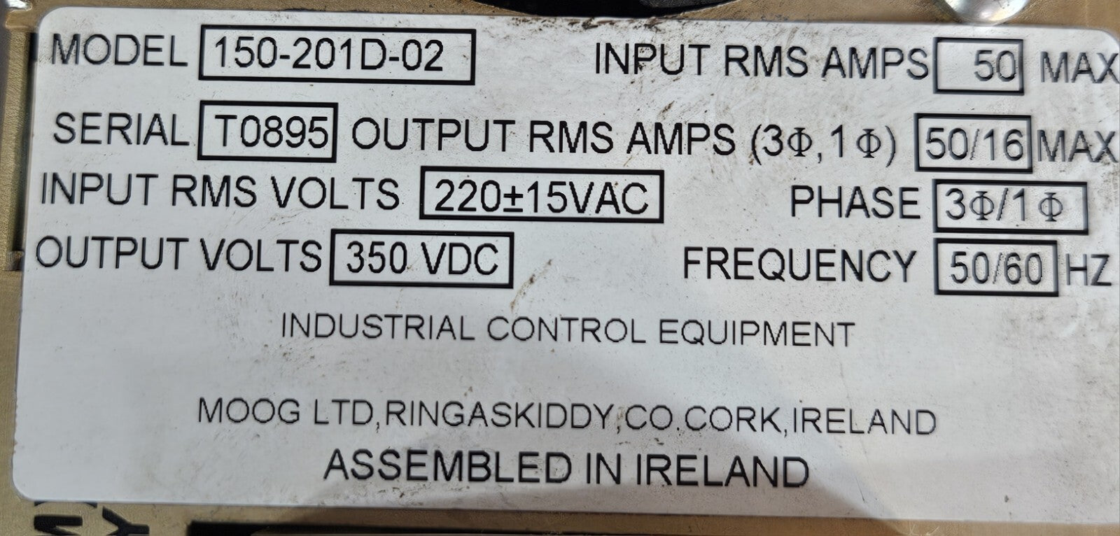 MOOG 150-201D-02  Servo Drive                                           (BIN731)