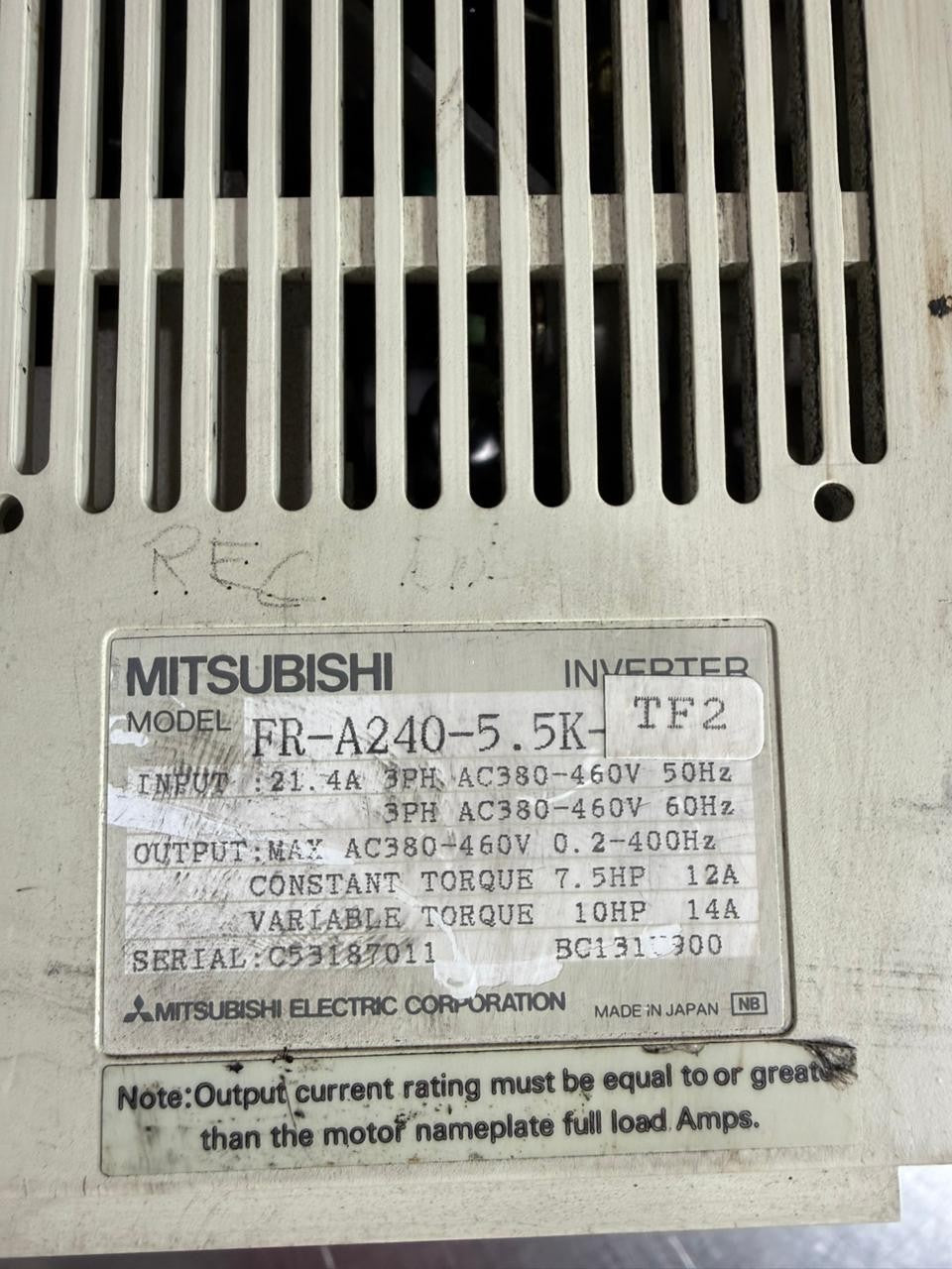 Mitsubishi FR-A240-5.5K   380-460V -Freqrol-A200 FR-A240-5.5K-TF2 (10.4.5)