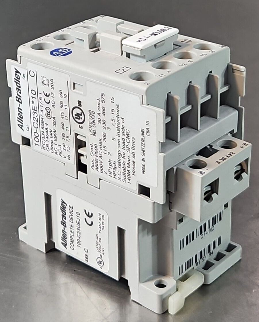 Allen Bradley 100-C23UEJ10 SerC  3Ph Coil 24VDC 600VAC Max               loc4C34