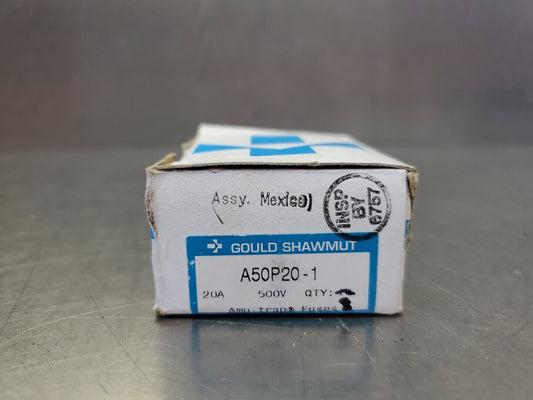 GOULD SHAWUT A50P20-1 FUSE, 500VAC 20A Lot of 8.                           4C-38