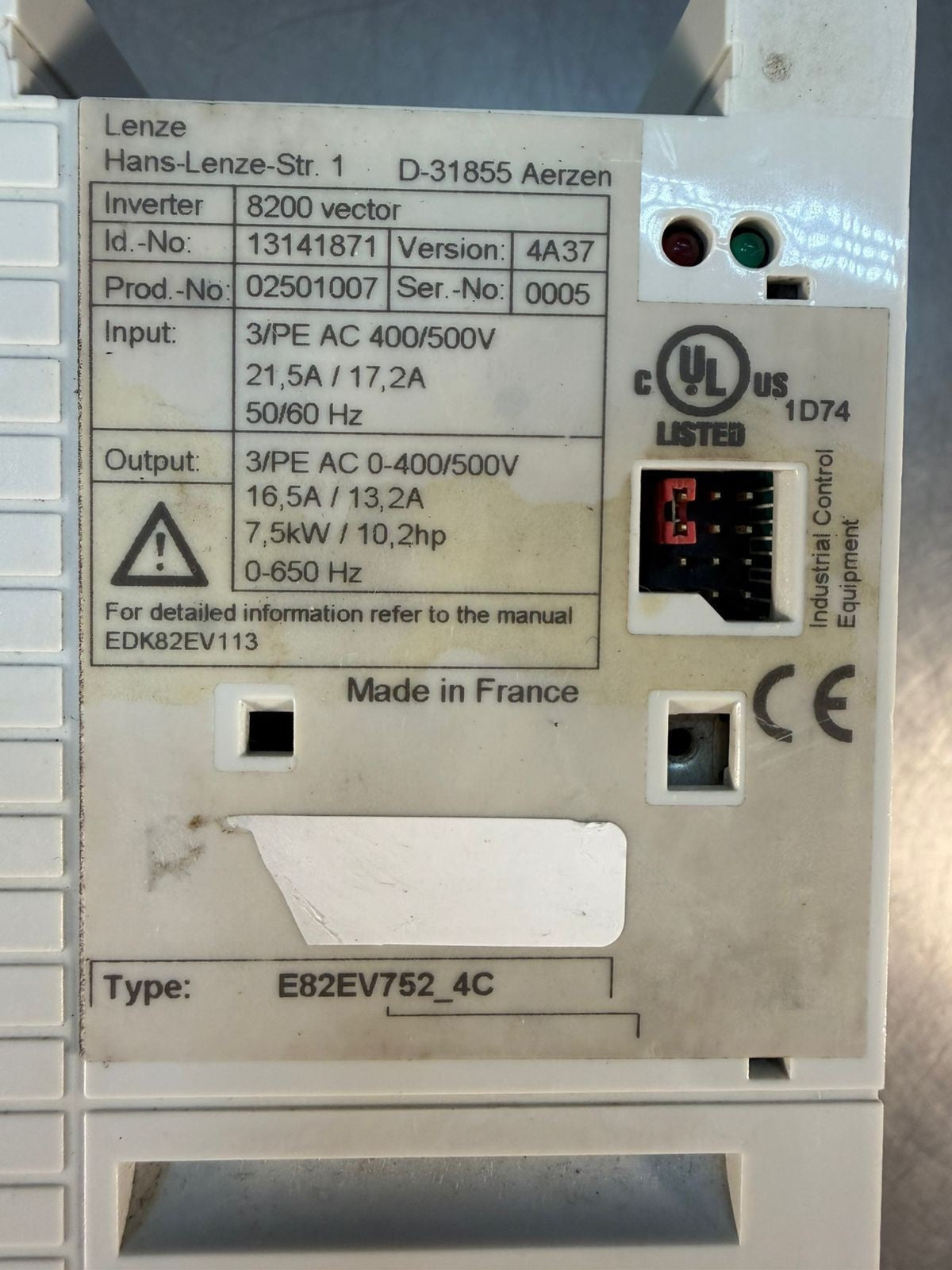 Lenze E82EV752-4C 13141871 Ver. 4A37 / 02501007                        (11.5.4)