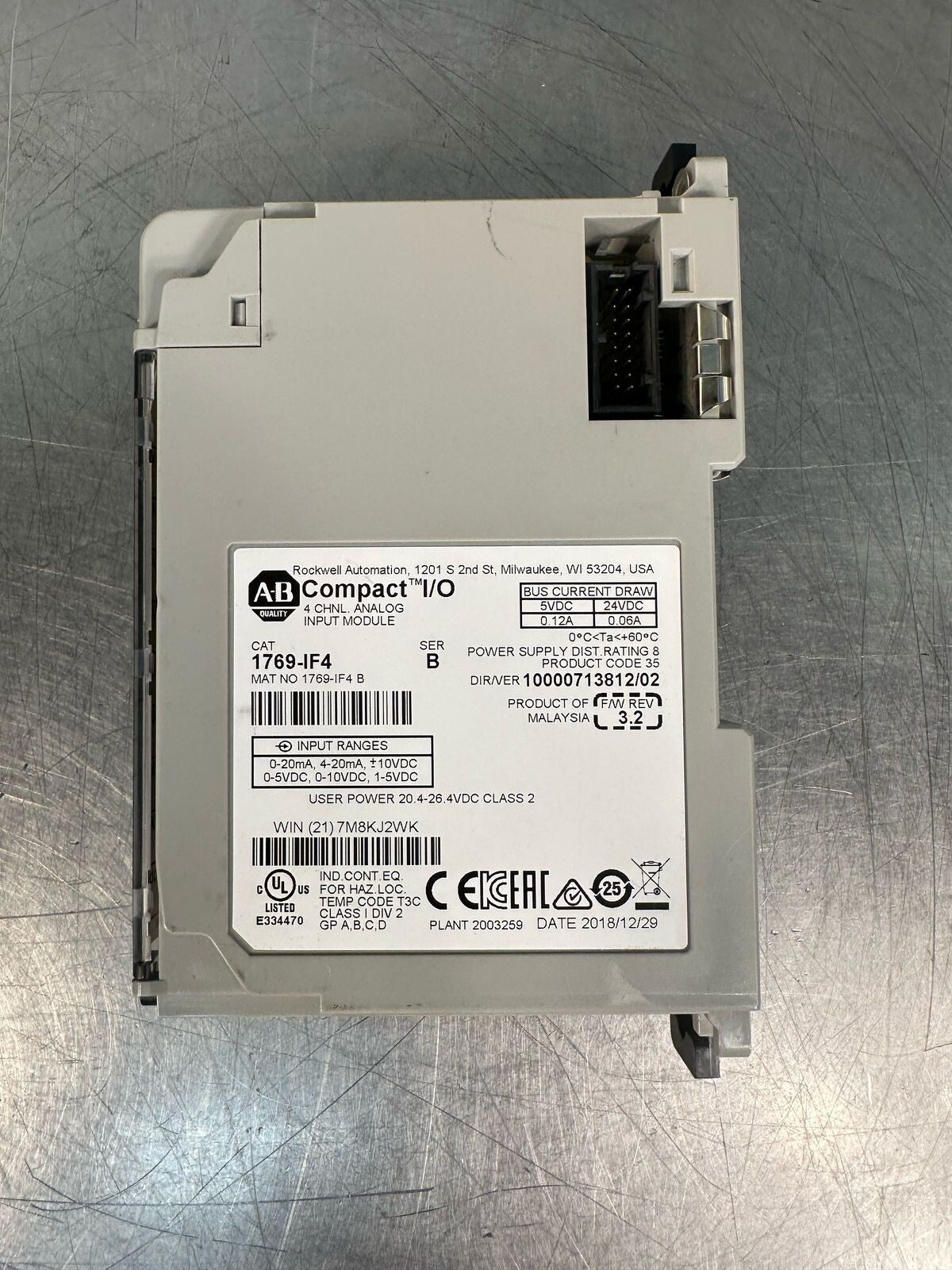 Allen Bradley 1769-1F4 /B Compact I/O Input Module 4Pt  (7.2.1)