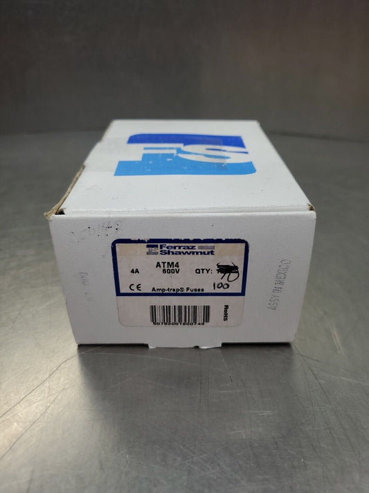 Ferraz Shawmut ATM4 Midget Fuse, 4A 600V Lot of 100.                       4D-37