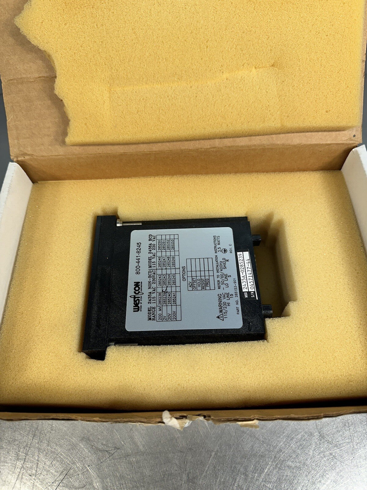 WESTCON - 2435A - PANEL METER - 285243 NEW OPEN BOX (BIN-1.5.4)