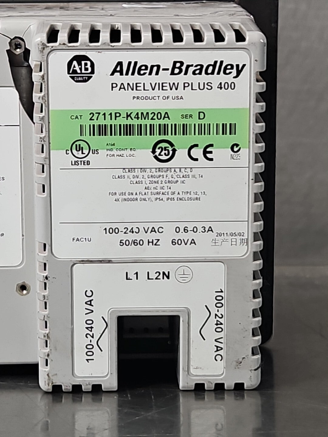 Allen Bradley 2711P-K4M20A Ser D Panel View 100-240VAC 50/60Hz (BIN2.5.4)