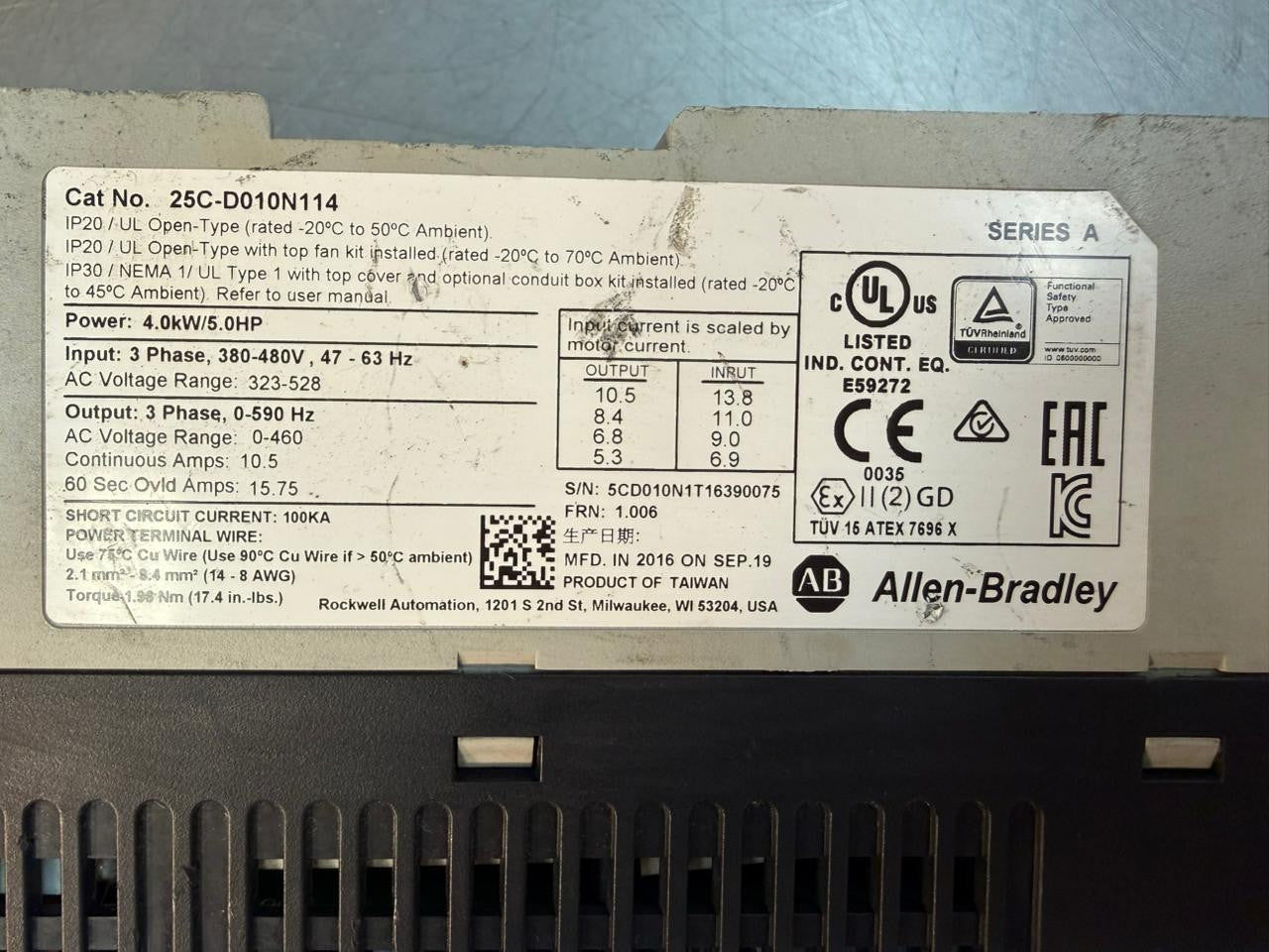 Allen Bradley 25C-D010N114 /A PowerFlex 525 AC 4kW 5HP            (8.5.8)