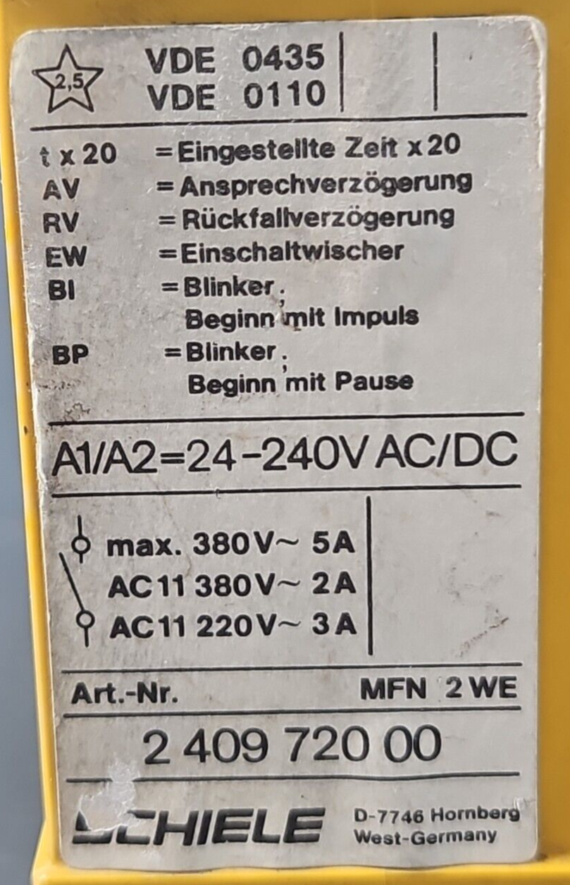 Schiele - 2 409 720 00 - MFN - Time Delay Relay                          loc4A11