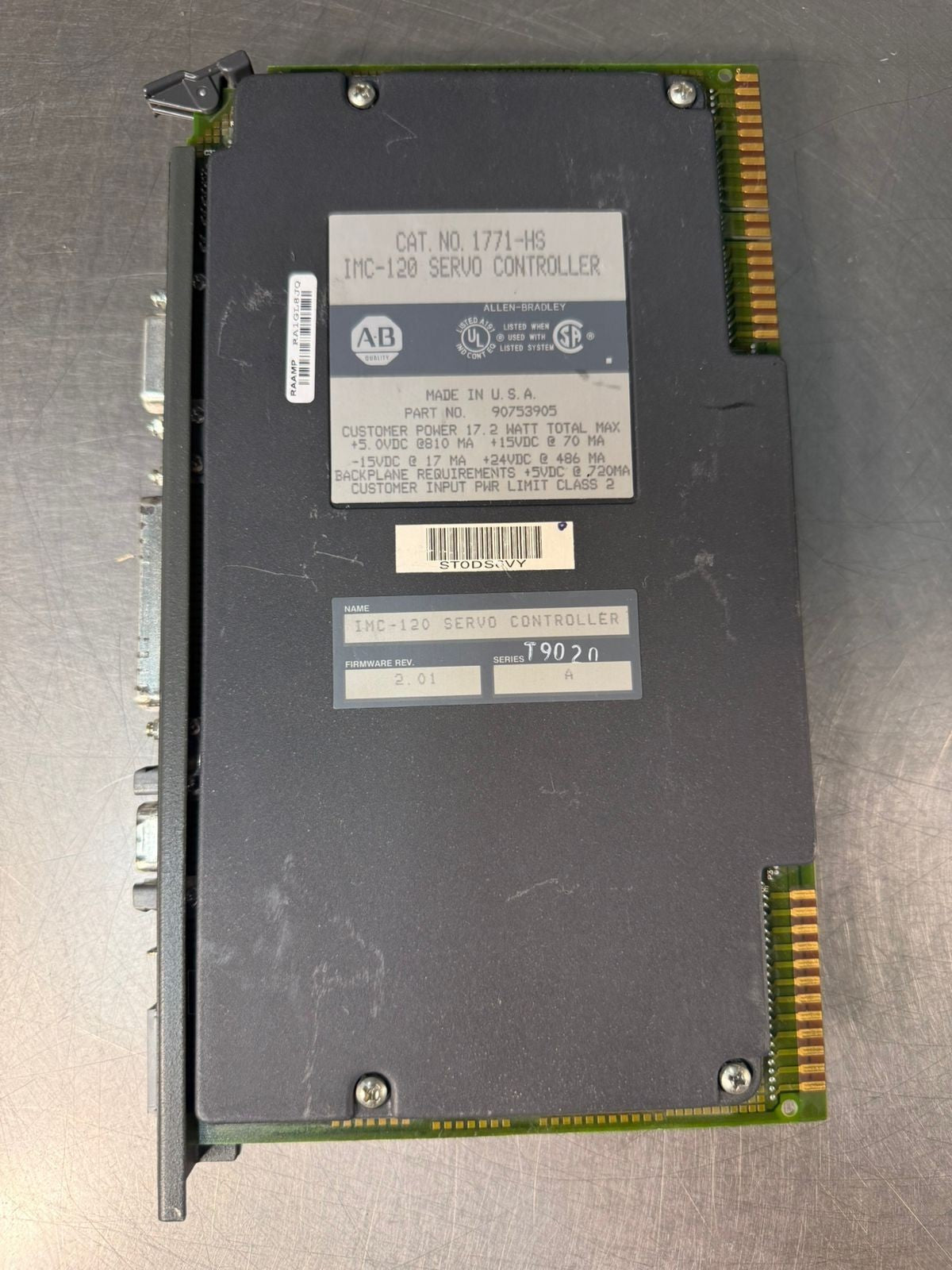 Allen Bradley 1771HS IMC-120 Servo Controller W/1771-HM Memory Card (6.4.4)