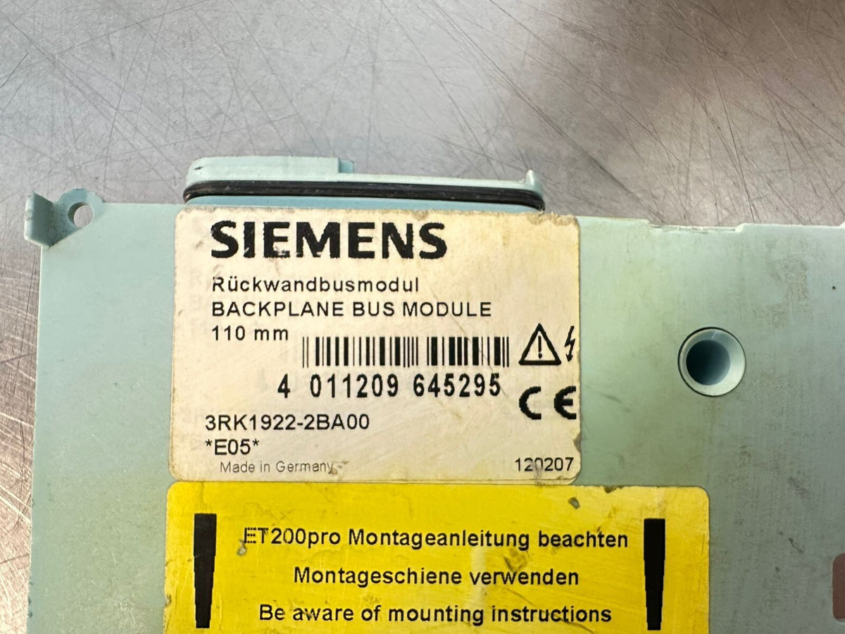 Siemens 3RK1922-2BA00 Backplane Bus Module                       (4.2.4)