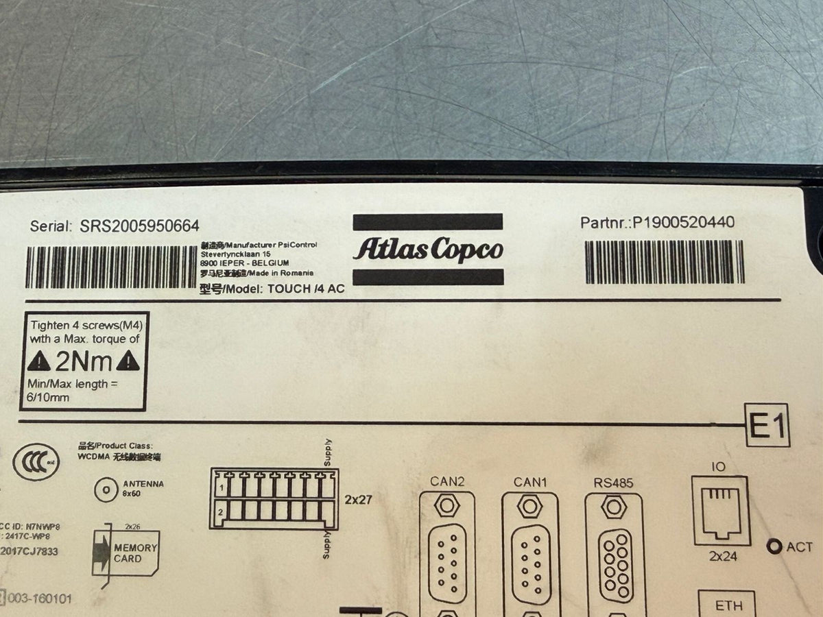 Atlas Copco P1900520440 Compressor Controller TOUCH 4 AC                 (9.3.5)