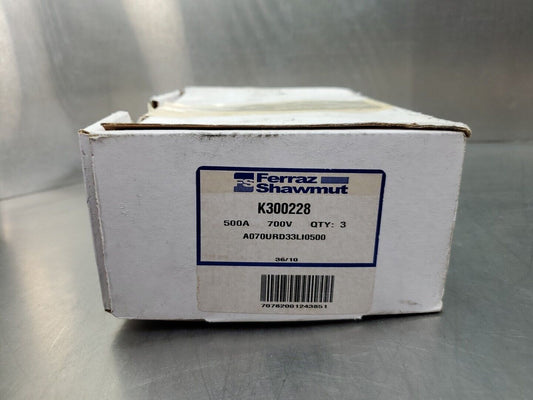 Ferraz Shawmut K300228 (A070URD33LI500) 500A 700VAC Fuse, Lot Of 3.        4D-26