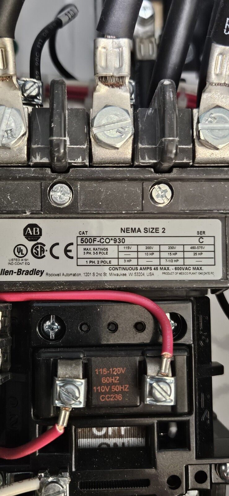 Allen Bradley 512-CFB-1-6XP-25R / 500F-CO*930 / TRS40R Combination Starter.  L4E