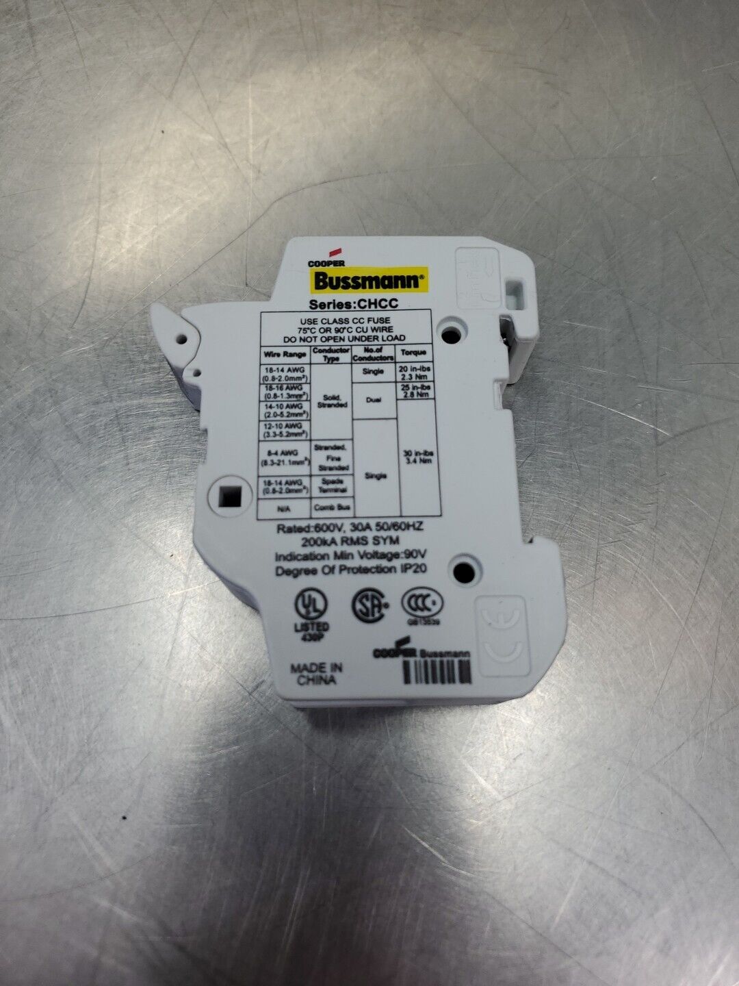 Cooper Bussmann CHCC (W10) 30AMP 600V Single-Pole Fuse Holder            4B-35