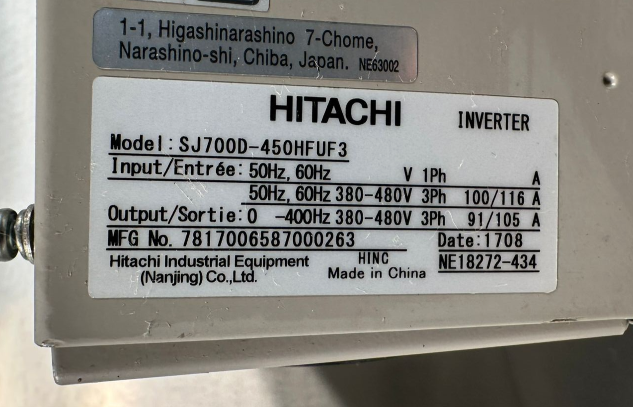 Hitachi SJ700D VFD, Inverter, AC Drive SJ700D-450HFUF3                  (6.6.5)