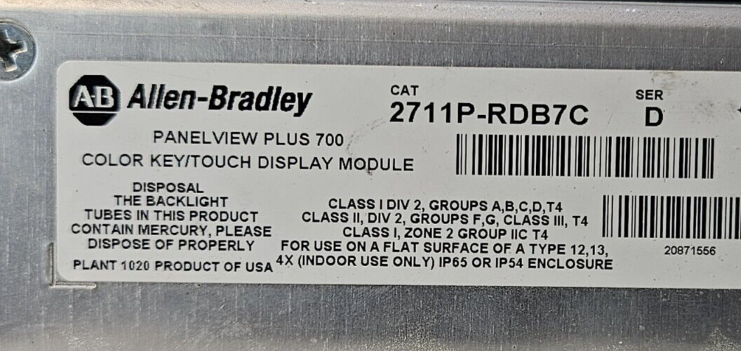 Allen Bradley 2711P-RDB7C Ser D Panelview Plus 700                      (BIN633)