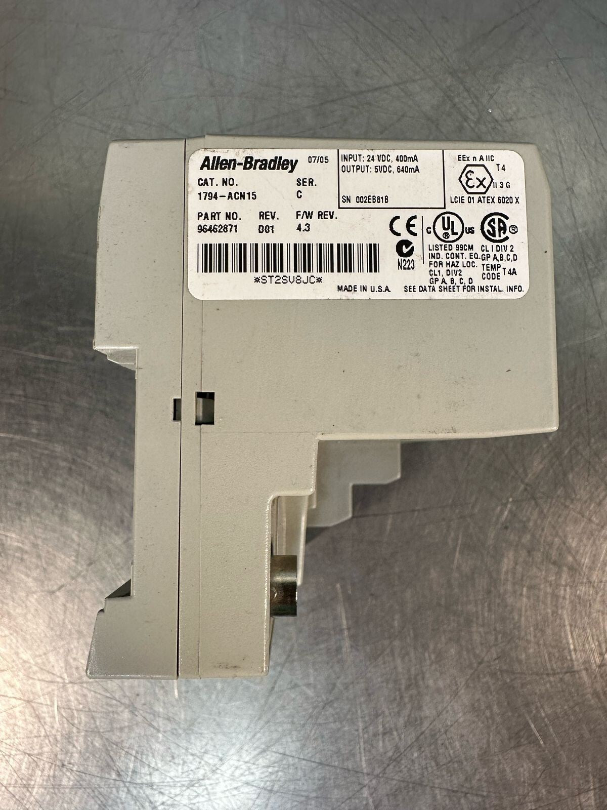 Ab 1794-ACN15 /C Flex I/O CtrolNet Adapter Ver. D01 F/W 4.3    (7.2.2)