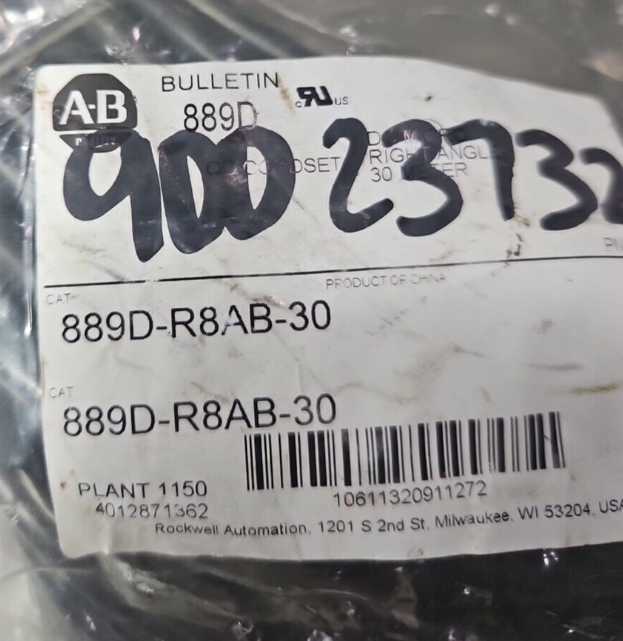Allen Bradley 889D-R8AB-30  PVC Cable Black                             (BIN455)