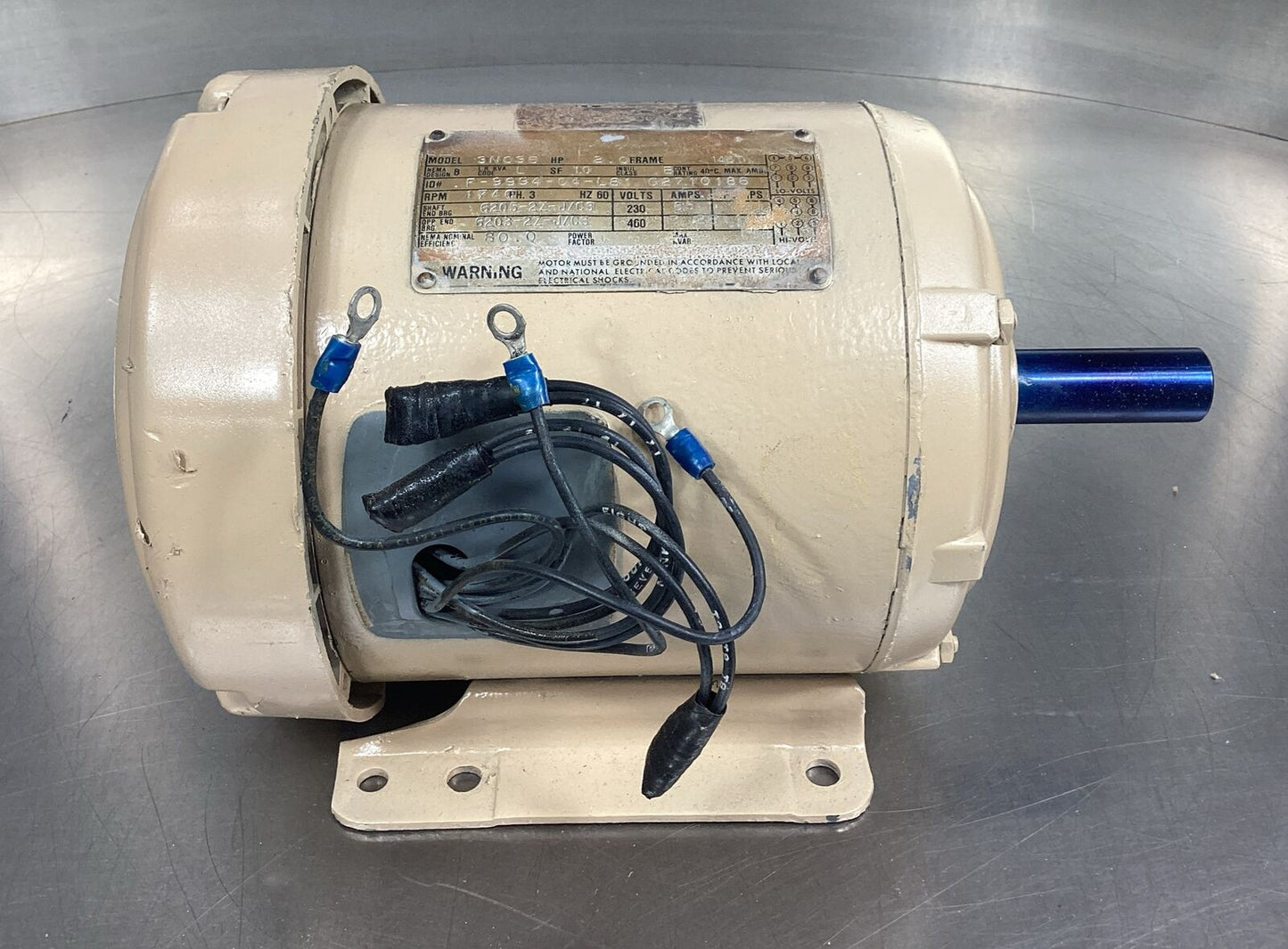 DAYTON  3N035  2HP ELECTRIC MOTOR 1740 RPM 145T FRAME 3 PHASE      1D