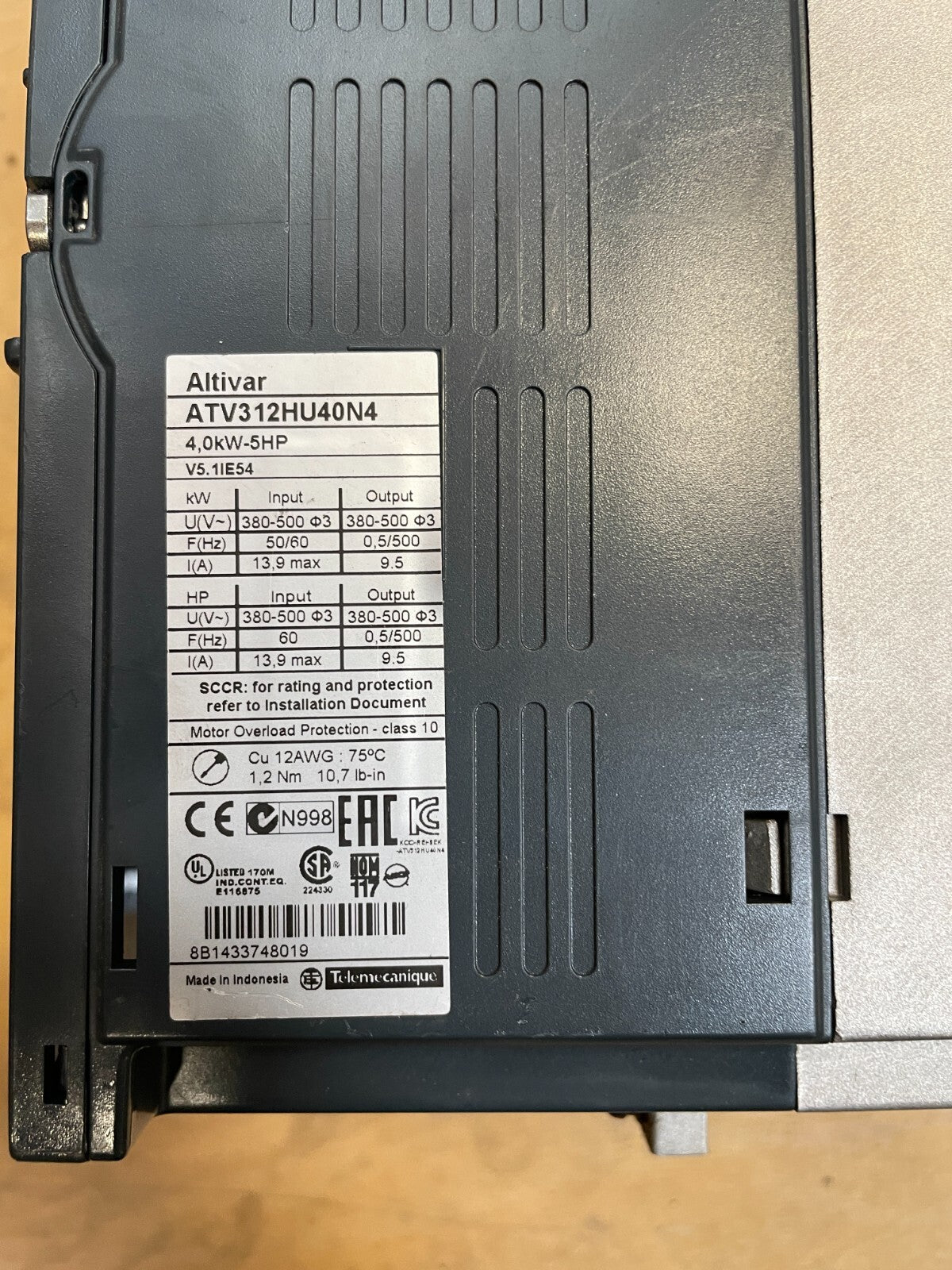 Schneider Electric Altivar ATV312HU40N4 Variable Speed Drive 4KW-5HP AC Inverter