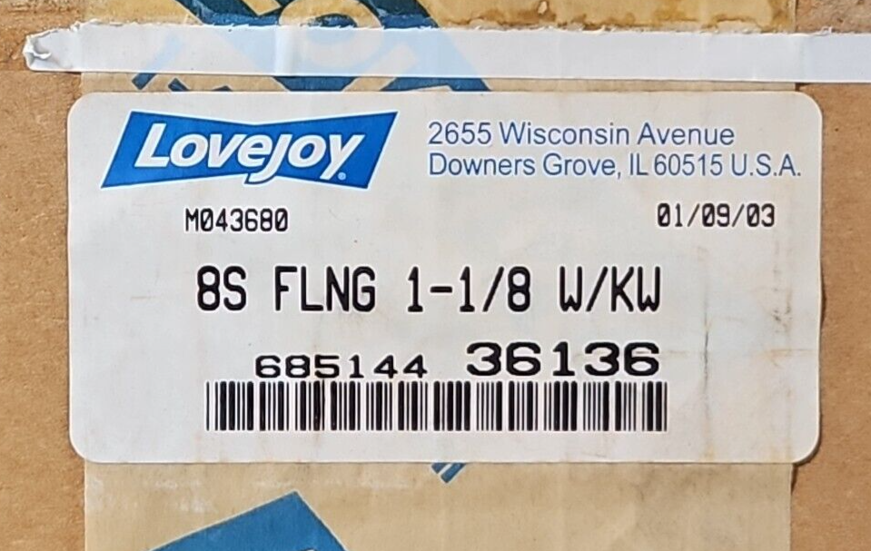 Lovejoy 685144 36136 Coupling Flange 1-1/8in Bore 1/4inx1/8in Kw    Loc4B35