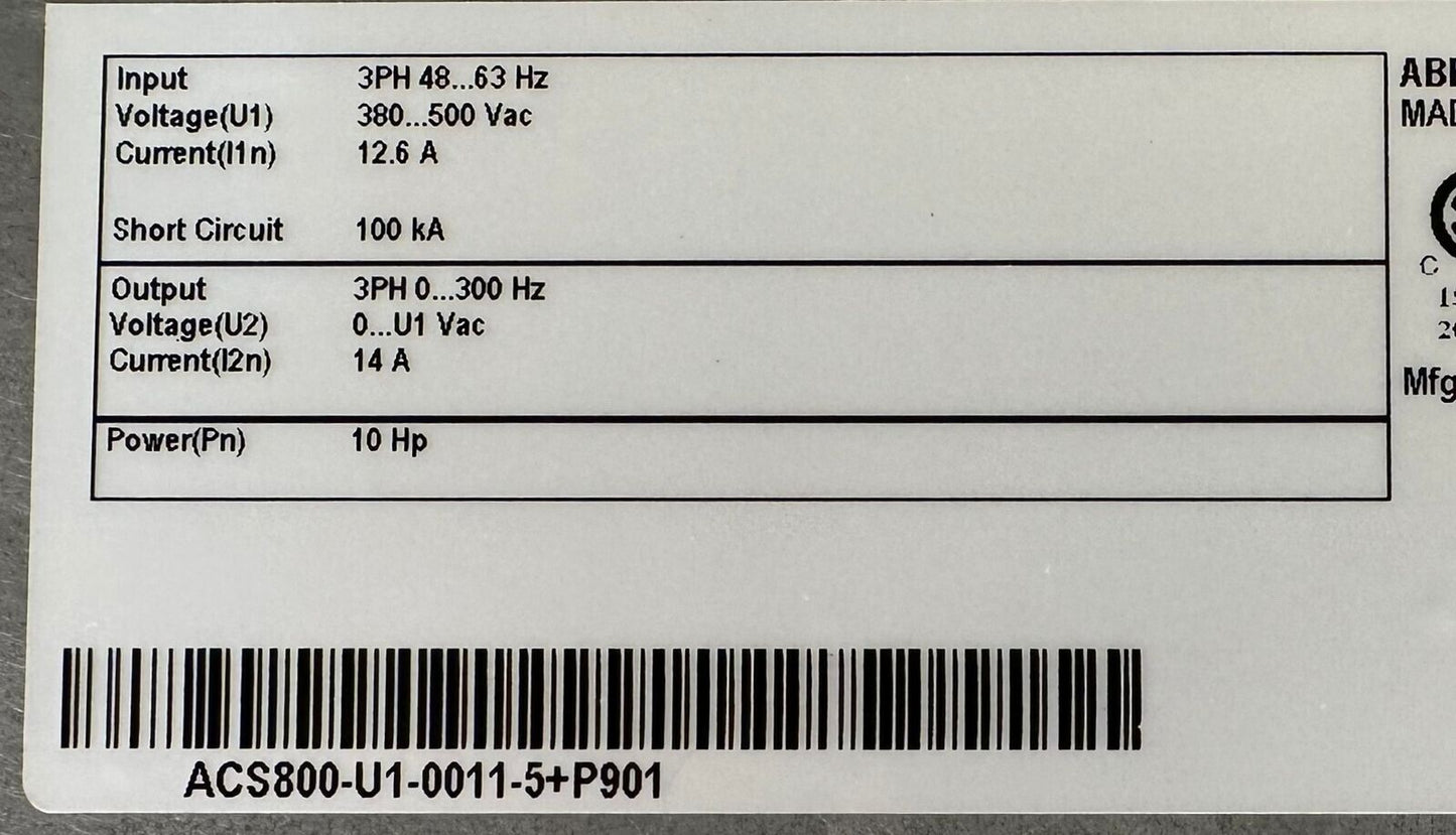Abb Variable Frequency Drive indoor  ACS800-U1-0011-5-+P901 (1C-26)