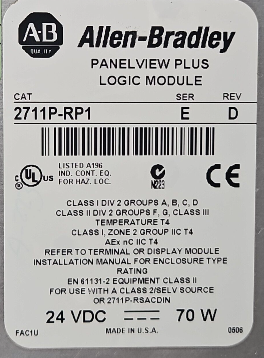 Allen Bradley 2711P-RDT10C ser A PanelView/ 2711P-T10C4D1               (BIN425)