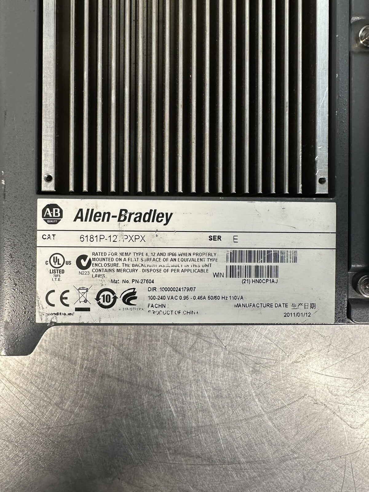 AB 6181P-12TPXPX PainelView 1200 (BIN-2.3.2)