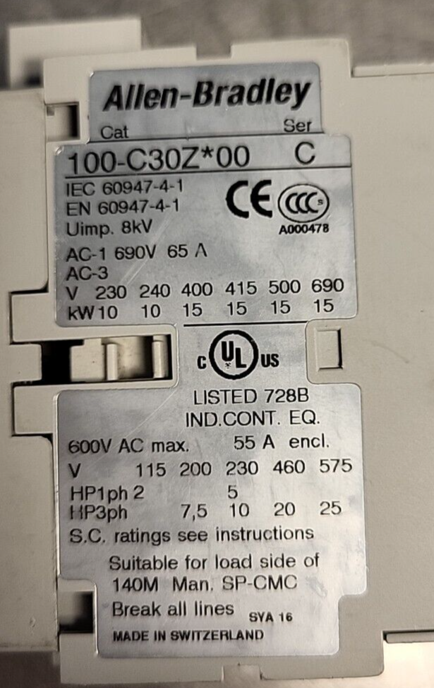 Allen-Bradley  100-C30Z*00  60947-5-1   Safety  Contactor   100-S   (BIN4.5.4)