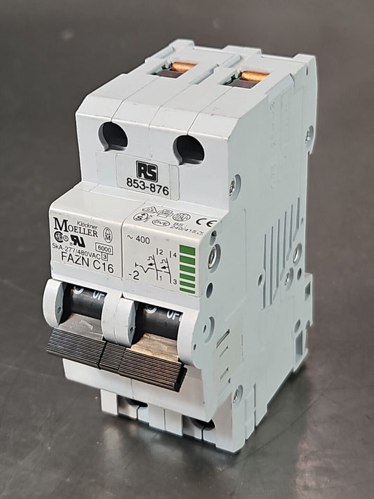 Klockner Moeller FAZN C16 (5kA 277/480VAC) 2-Pole Circuit Breaker        loc4D13