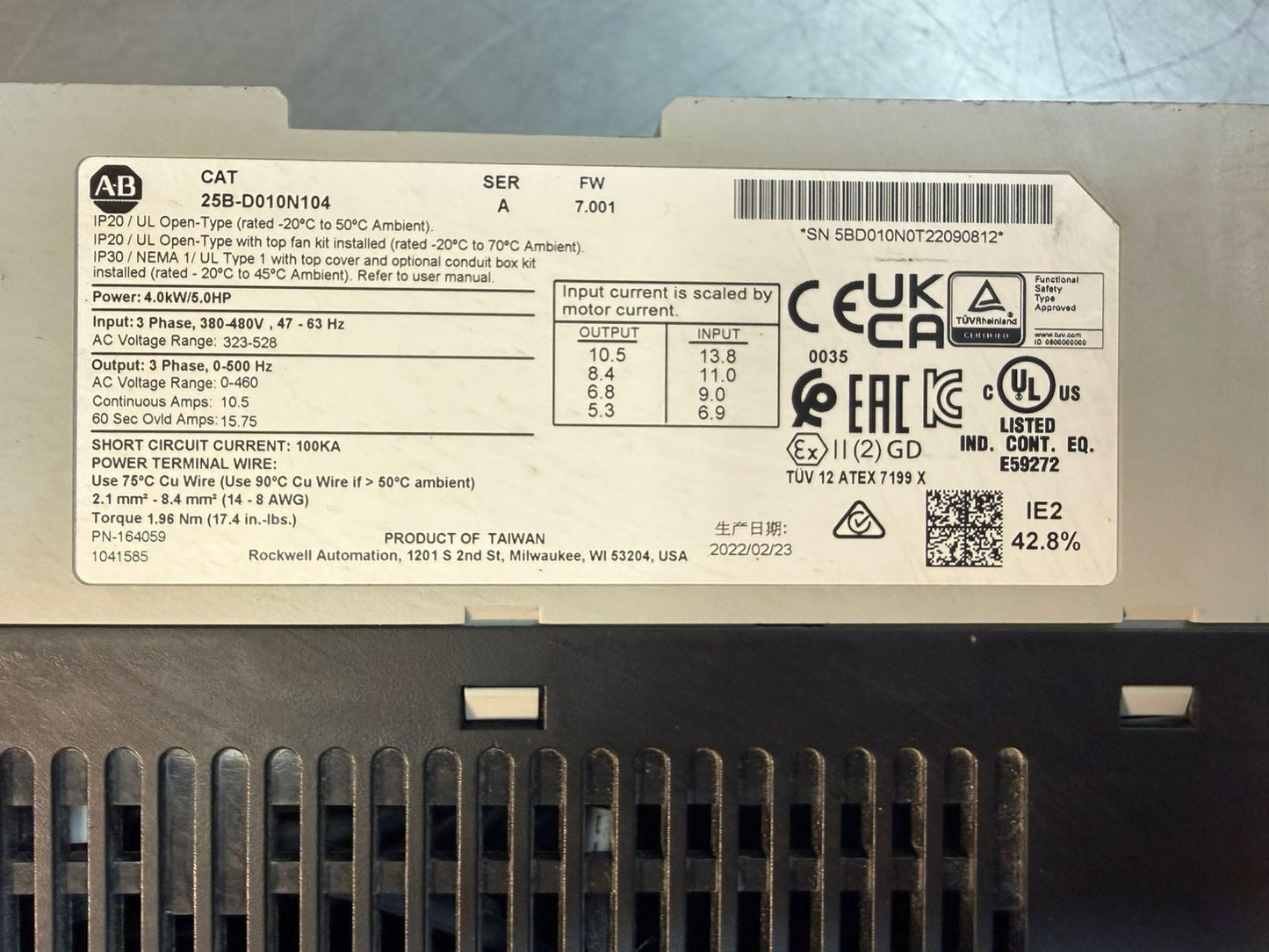 Allen-Bradley 25B-D010N104 /A PowerFlex 525 Fw. 7.001              (9.3.4)