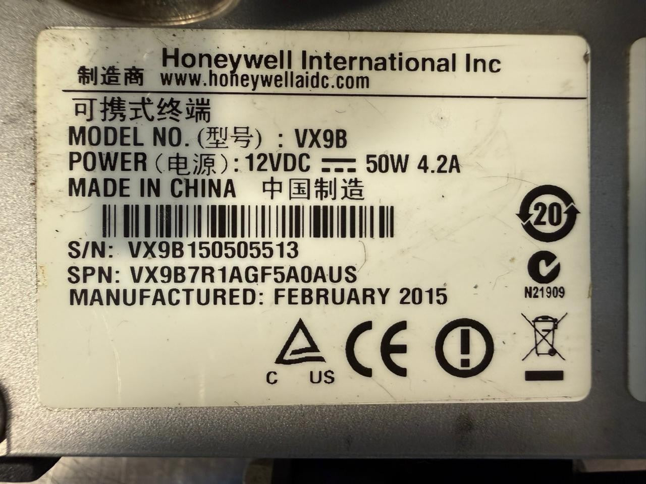 Honeywell VX9B Thor Comp. Dt Terminal VX9B7R1AGF5A0AUS 12Vdc-50W  (12.5.2)