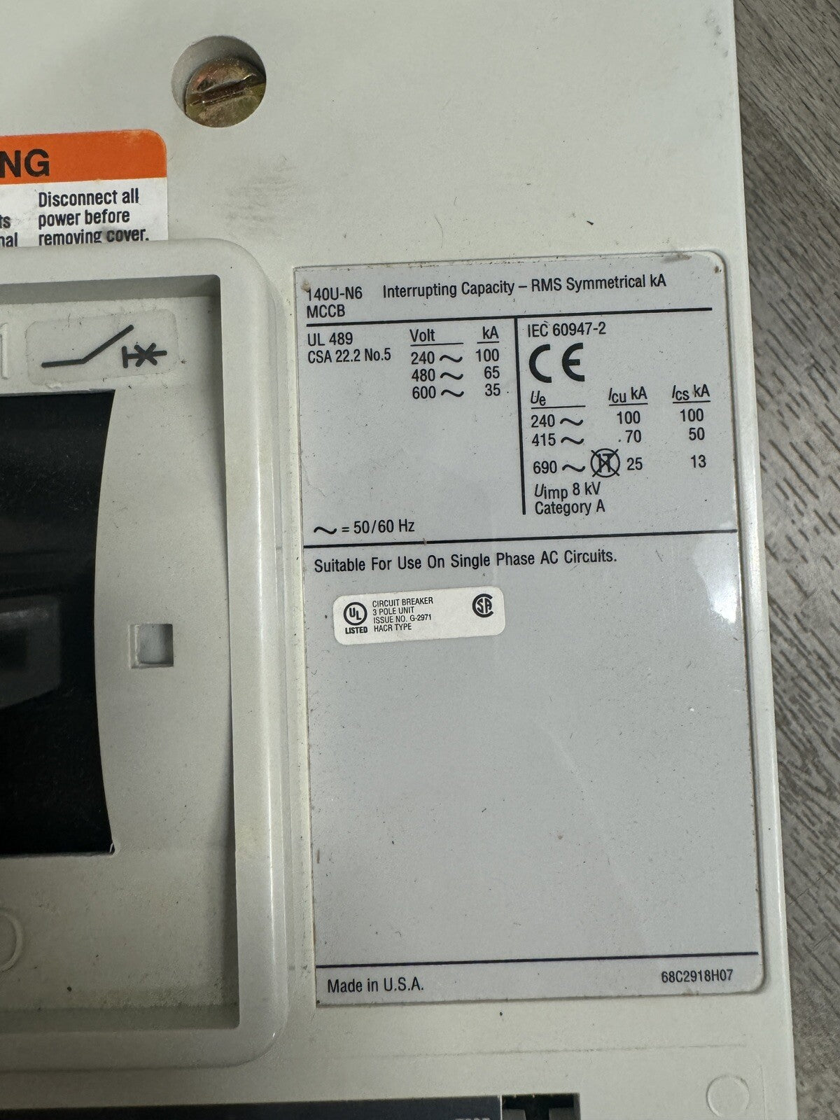 ALLEN BRADLEY 140U-N6L3-E12 / 140UN6L3E12 + 140U-NRP3-E12 Rate Plug  (BIN1.2.3)