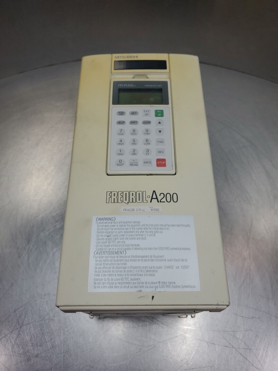 Mitsubishi FR-A220E-3.7K-UL FREQROL A200 Inverter Drive.                    1-D0