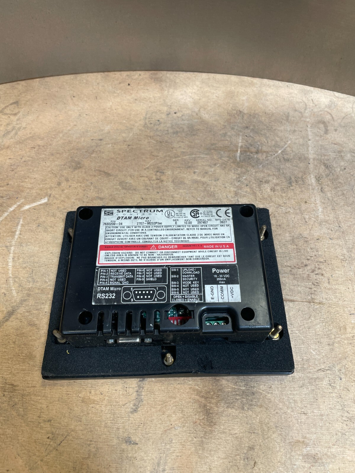 Spectrum Controls DTAM Micro 2707-M232P3sc Black Ser.C Rev.10 Operator Interface